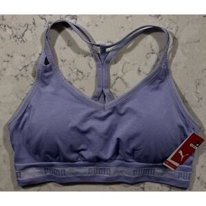 NWT Puma Sports Bra Womens Medium Purple Low Support Seamless Racerback Training